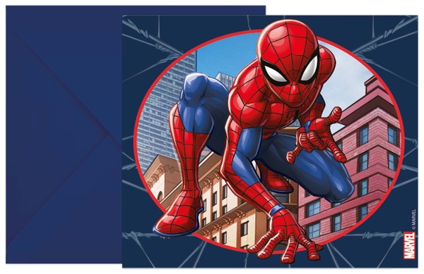 Procos 93951 - Einladungen Spiderman Crime Fighter, Fsc, 6 StüCk Mit (Us Import)-image