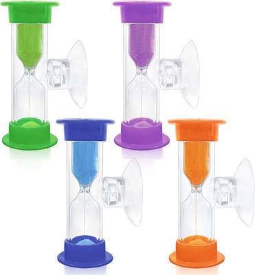 Hourglass Sand Timer 5 Minute with Suction Cup - 4Pcs, Unbreakable 5 Min Sucker