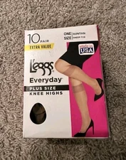 L'eggs Everyday Plus Size Knee Highs Sheer Toe 10 Pairs | Free Shipping