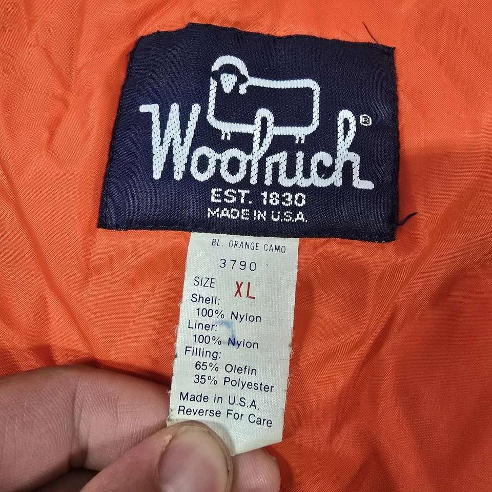 Vintage Woolrich Jacket Mens XL Blaze Orange Camo Parka Insulated Made USA 90s - Image 3 of 4