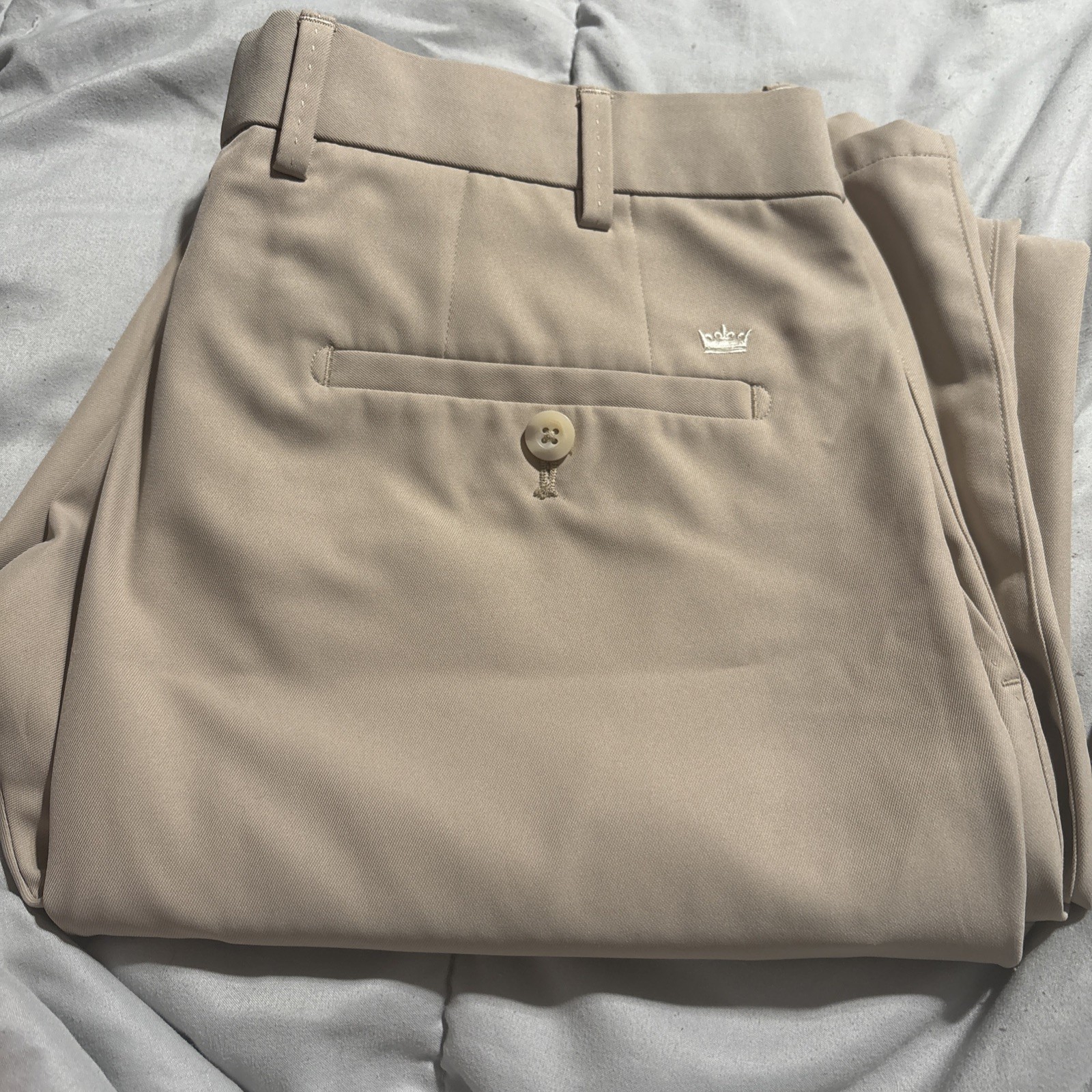 Peter Millar Pants 34x30 Beige Solid 100% Polyest… - image 4