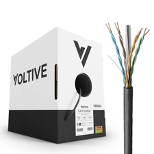 Voltive Cat6 Outdoor (CMX) Ethernet Cable - UTP, OFC, 1000FT, Black