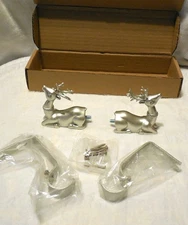 1 Set Silver Curtain Rod Deer Finials ENDS & Hangers For Rod Rod NOT included