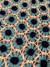 Vintage 3D Granny Daisy Chain Afghan Handmade Crochet Throw Blanket 70  X 95  