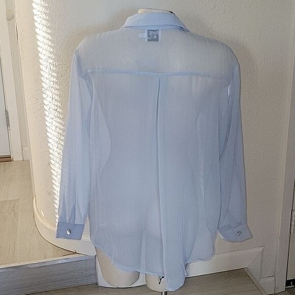 Sheer Button Down Top Blouse Lightweight Long Sle… - image 4
