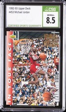 1992-93 UD IN YOUR FACE, '87, '88 TWO-TIME CHAMPION #453 MICHAEL JORDAN CSG 8.5