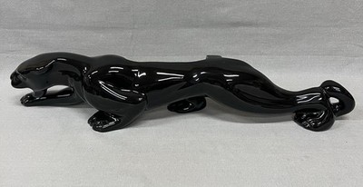 Vintage Black Panther Jaguar Ceramic TV Lamp Light Decor MCM 21  Large Version