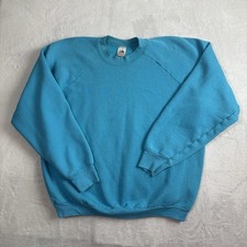 VTG 90's Fruit of the Loom Blue Long Sleeve Pullover Sweatshirt Men's XL Blank