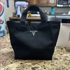 NIB Prada Black Soft Canvas Cosmetics Bag Beauty Handle Tote - VIP Gift