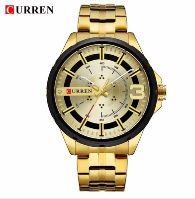 Curren 8333 Relogio Men's Watch | Chronograph Sport Quartz | Gold | New With Tag