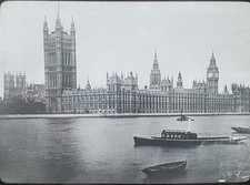 Houses of Parliament, London, England, c1920's Magic Lantern Glass Slide