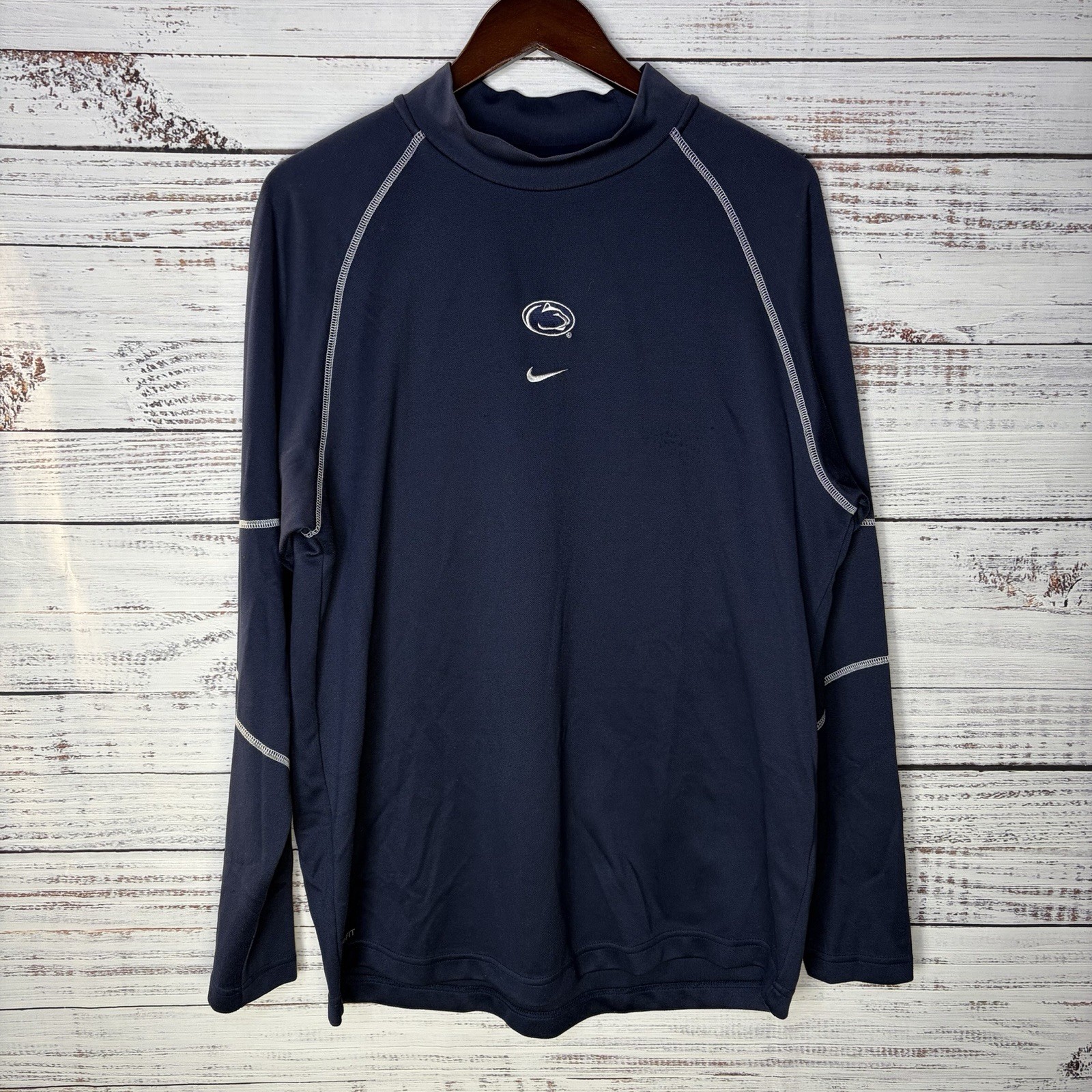 Vintage Nike Penn State Center Swoosh Mock Neck Thermal Pullover Men’s Large