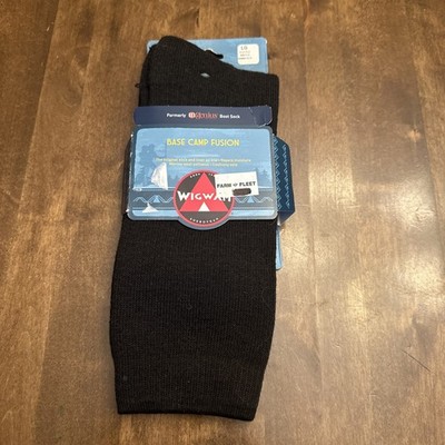 New Wigwam Base Camp Fusion Socks Merino Wool Size Large Mens 9-12 Shoe Black