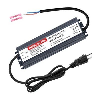 60W LED Driver 12V Power Supply 5A, Waterproof IP67 AC 110V to 12V 12V 60W