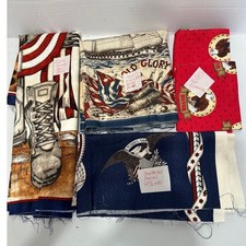Patriotic Cotton Fabric Panel Lot Old Glory Centennial Soldiers Boots 5 piece