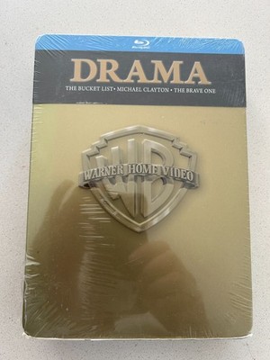 WARNER BROS 3 MOVIE TIN CASE - BUCKET LIST - CLAYTON - BRAVE ONE (BLU RAY) NEW