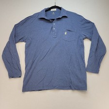 Johnnie-O Polo Shirt Mens Medium Blue Long Sleeve Pocket Logo Casual Cotton