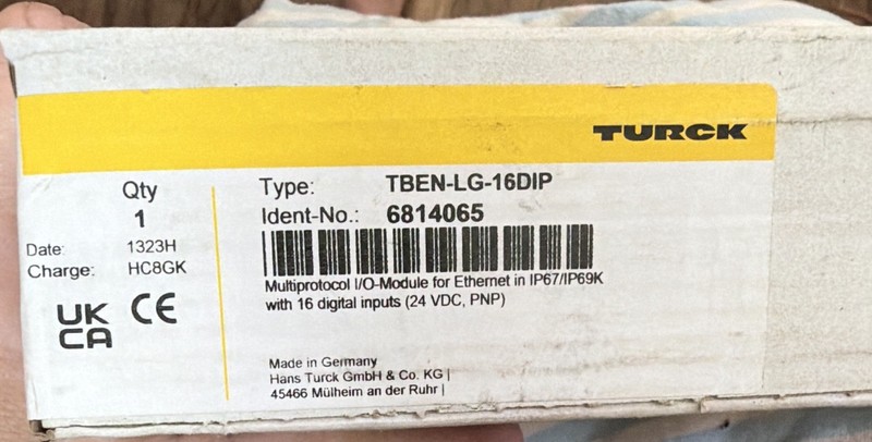 Turck TBEN-LG-16DIP Digital PLC Input Module Ethernet 16 Inputs 6814065