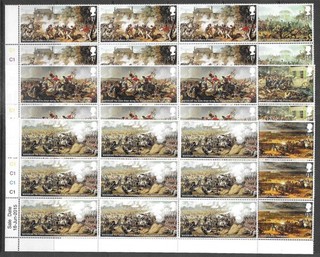 ROYAL MAIL 2015 BATTLE OF WATERLOO STAMPS BLOCKS OF 9 MNH. POSTAGE COLLECT.