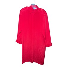 Vintage Shomi by Miller Shor Red 100% Silk Long Sleeve Shirt Dress Size 8