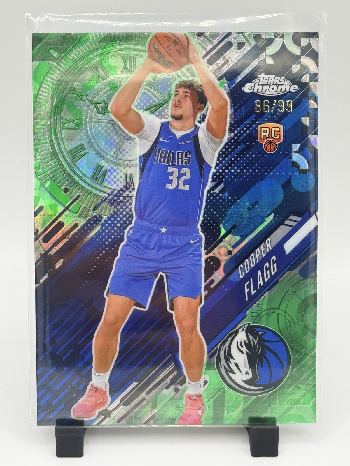 2025-26 Topps Chrome Cooper Flagg /99 RC Go Time GREEN Refractor GT-16 Mavericks