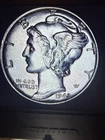 1942 Mercury Dime UNC Gem BU, Full Split Bands FB FSB - .9 Fine Silver Coin