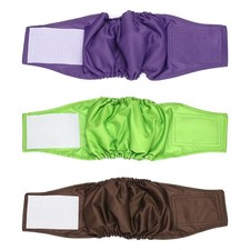 3Pcs Belly Bands for Male Dogs Dog Diapers M Green Purple Coffee