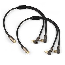 WJSTN Right Angle 2-Male to Straight 1-Female RCA Audio Stereo 1.5FT