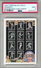 1993 Topps Black Gold Winner Card - D Redemption Error - PSA 9 MT. (Rare!)