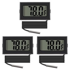 3Pcs Black Digital LCD Thermometer Temperature Monitor with External Probe
