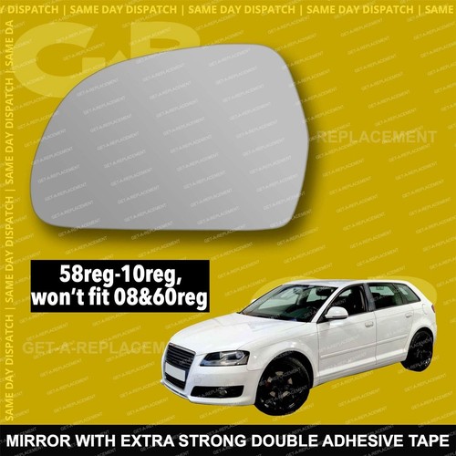 Für Audi A3 Flügelspiegelglas 08-10 58reg-10reg links kugelförmig - Bild 1 von 7