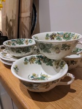 Antique Mason's Ironstone Strathmore Soup Bowls And Saucers Total 4 In Lot