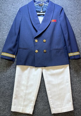 Boys Pilot or Naval Costume Suit 2pc Sz 4/5 Navy Blazer White