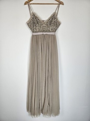 Needle & Thread - Beaded Strappy Maxi Dress w/Tulle Skirt - Size 4
