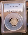 1907 D Barber Dime PCGS XF45