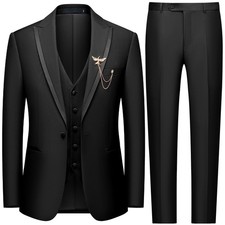 Men's 3 Piece Suit Blazer Vest Pants Slim Fit Wedding Formal Business Tuxedo