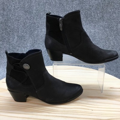 Tamaris Boots Womens 39 Ankle Bootie Black Comfort Casual Almond Toe Block Heels