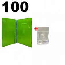 100 SLIM Clear Green Color Single DVD Cases 7MM & 100 OPP Bags