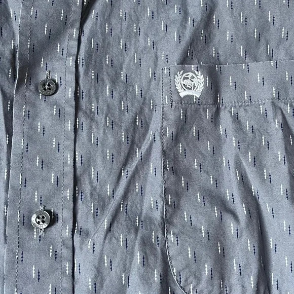 Cinch Gray Geometric Pattern Button-Down Western … - image 3