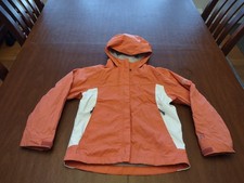 Columbia Kids Girls 7/8 Rain Jacket Coat Burnt Orange White Excellent Pre Owned