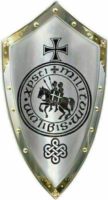30'' Medieval Brass Steel Reproduction Templar Crusader Armor Cross Shield Gift