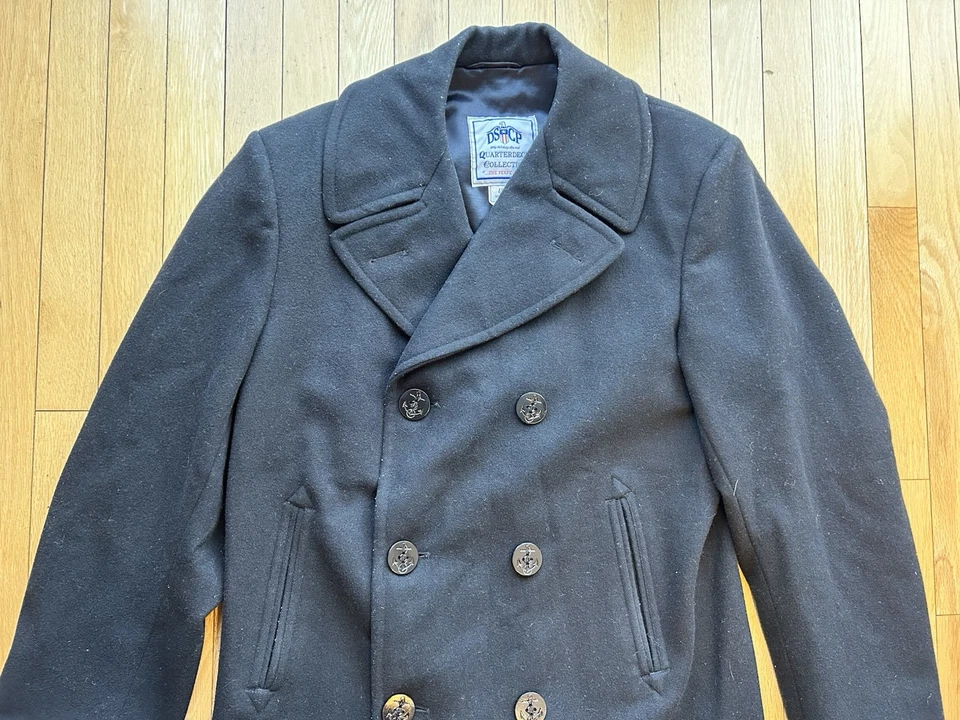 Vtg U.S Navy USN DSCP Sterlingwear Military Naval Kersey Wool Blue Pea Coat 40XL - Image 2 of 4