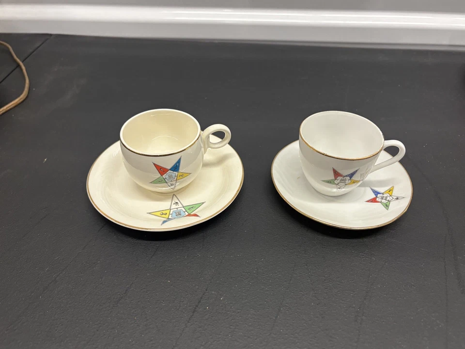 Eastern Star Vintage China Tea Cup & Saucer Set OES Masonic USA - Image 2 of 4