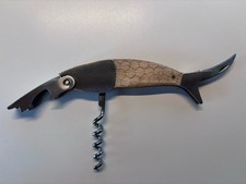 Fish-Shaped Waiter’s Friend Bottle Opener / Corkscrew Wood & Stainless Steel