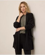 NWT PACT Airplane Wrap Cardigan Black Organic Cotton Long Open Front Pockets XL