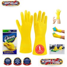 Bright Yellow Reusable Latex Cleaning Gloves - Protection for Dishwashing & More