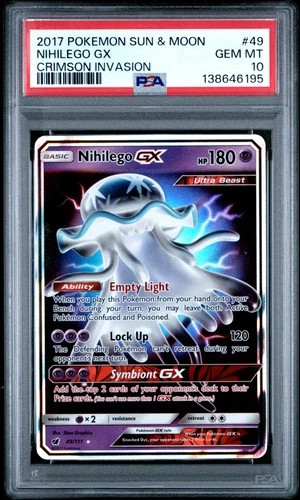 2017 Pokemon Sun & Moon Crimson Invasion #49 Nihilego Gx Crimson Invasion PSA 10