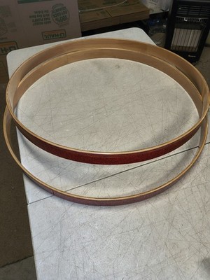 ludwig set of 2 bass drum rims / hoops for a 26'' kick, maple, red sparkle