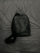 Coach Ethan Pack, Black Leather Signature Canvas  