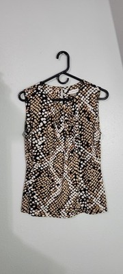 Calvin Klein Women's Sleeveless Blouse, Animal Print, Size S Stretch